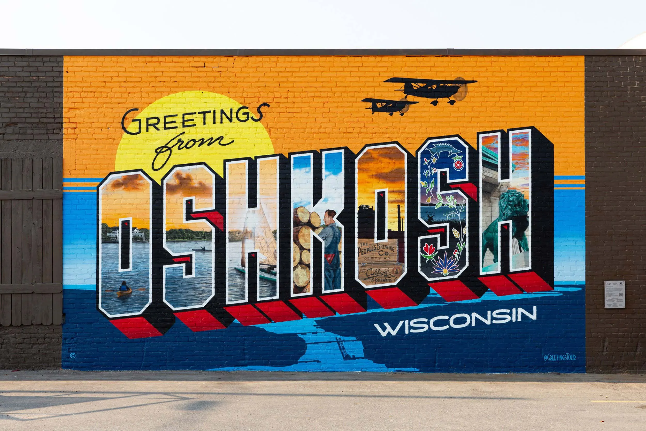 Completed Greetings from Oshkosh mural on the Roxy Supper Club
