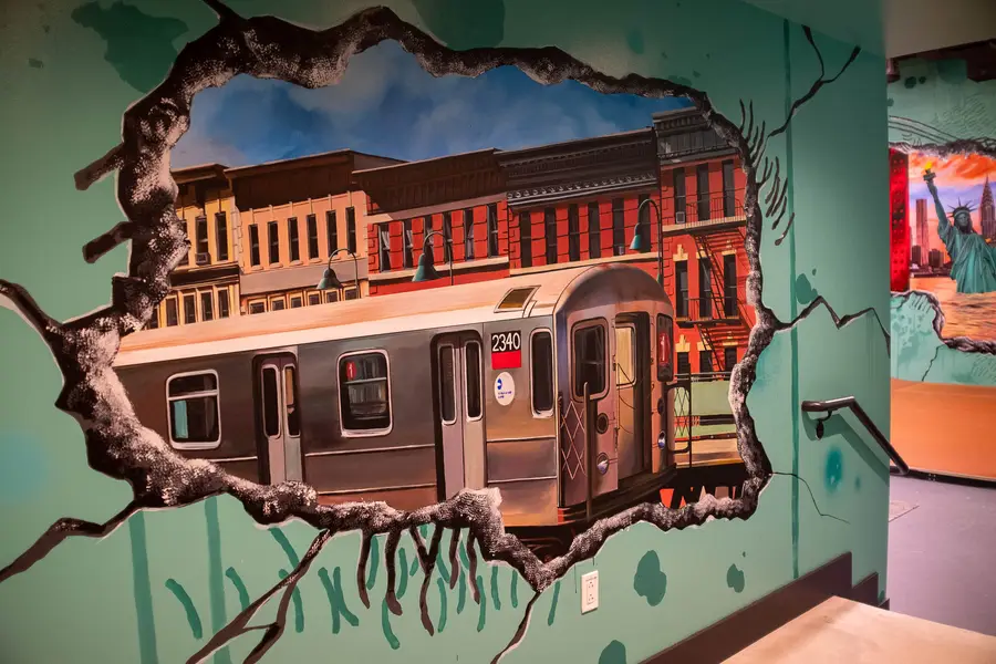 A large-scale hand-painted indoor skatepark mural that signals the studio's ability to deliver ambitious amenity environments.