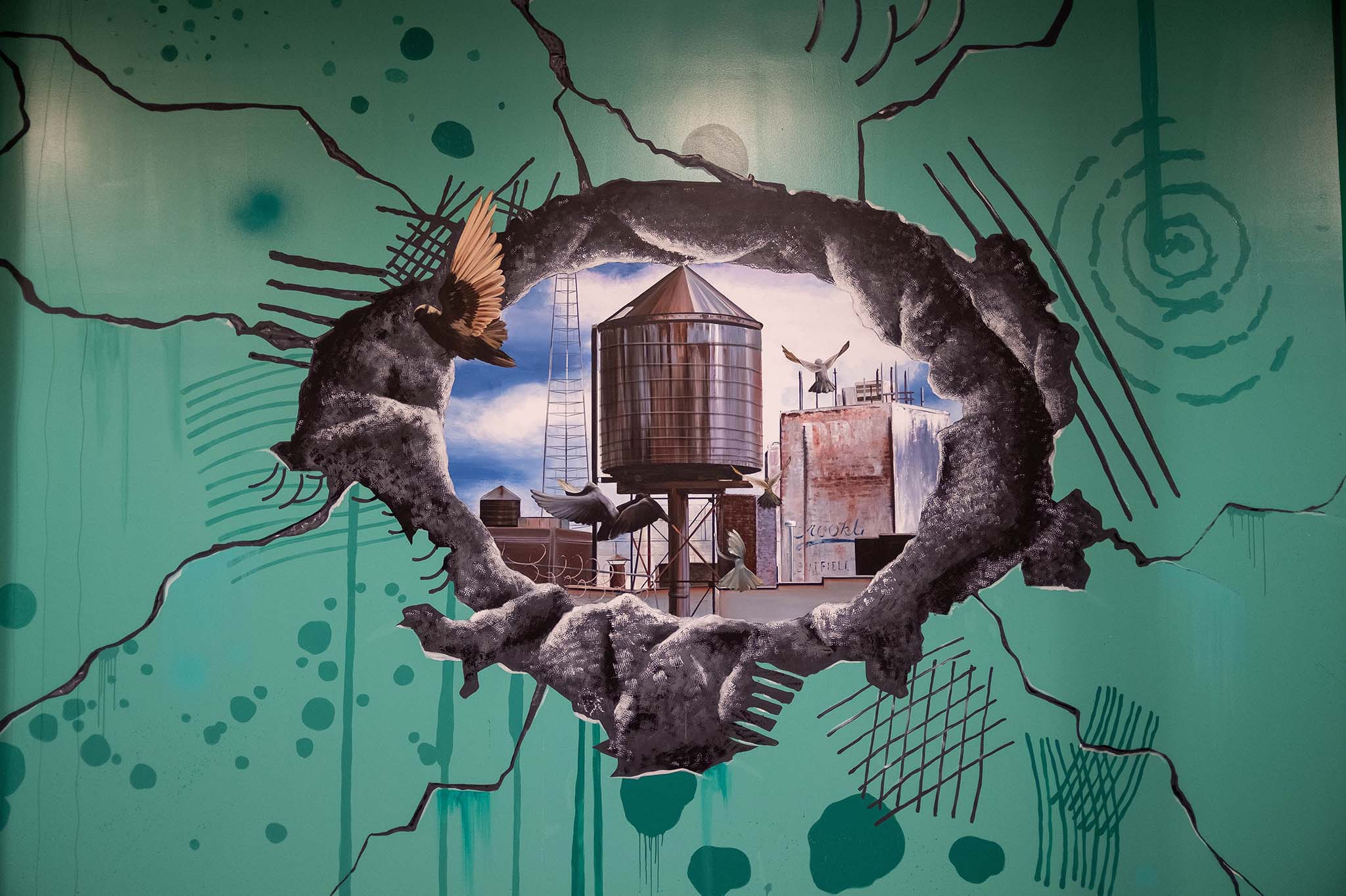 NYC Classic Water Tower Doves Painting